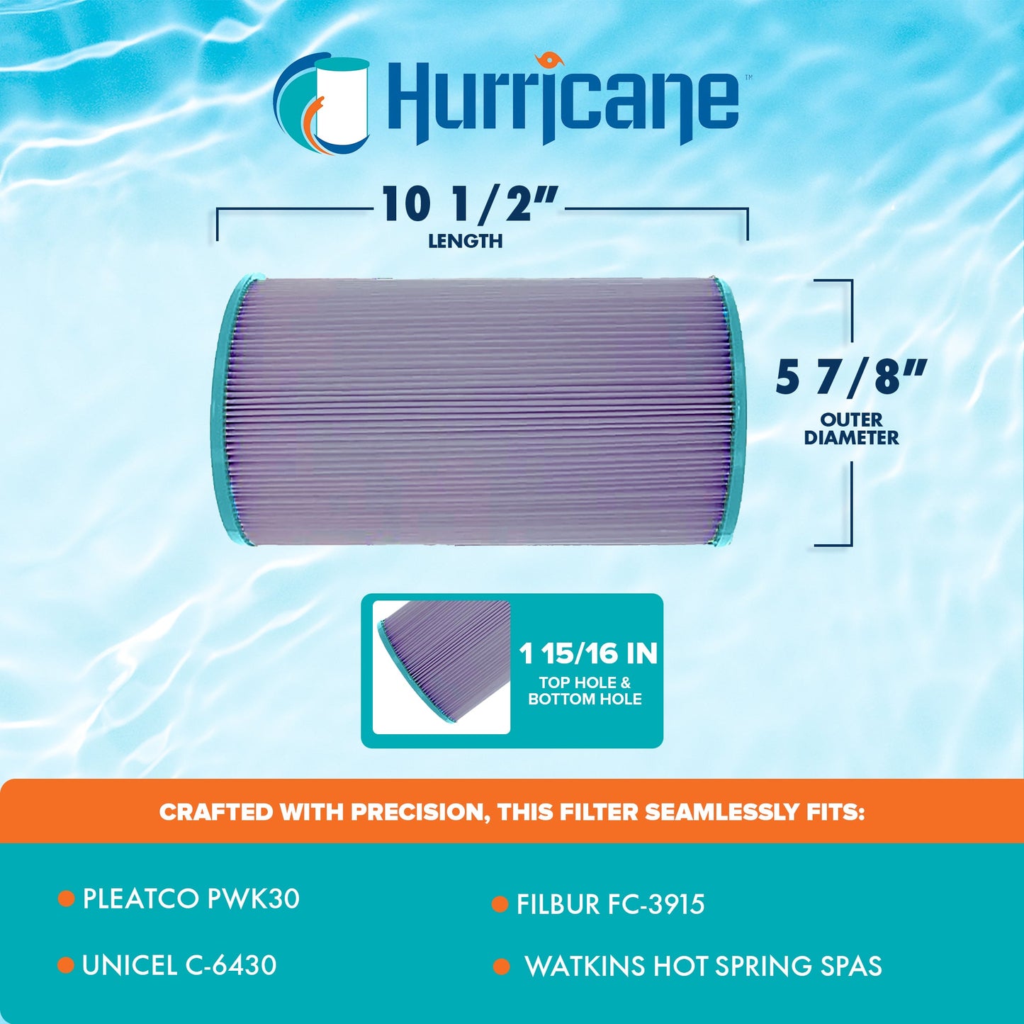 Hurricane HF6430-01P Platinum Purple Pool and Spa Filter Cartridge Replacement