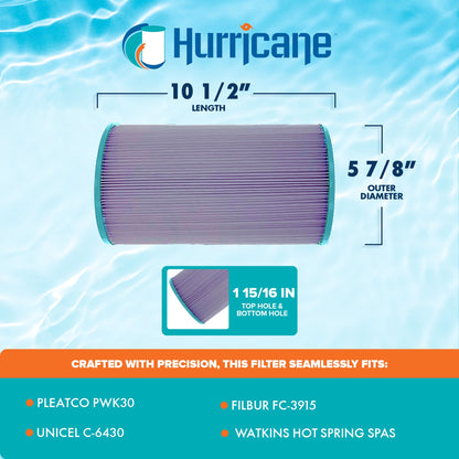 Hurricane HF6430-01P Platinum Purple Pool and Spa Filter Cartridge Replacement