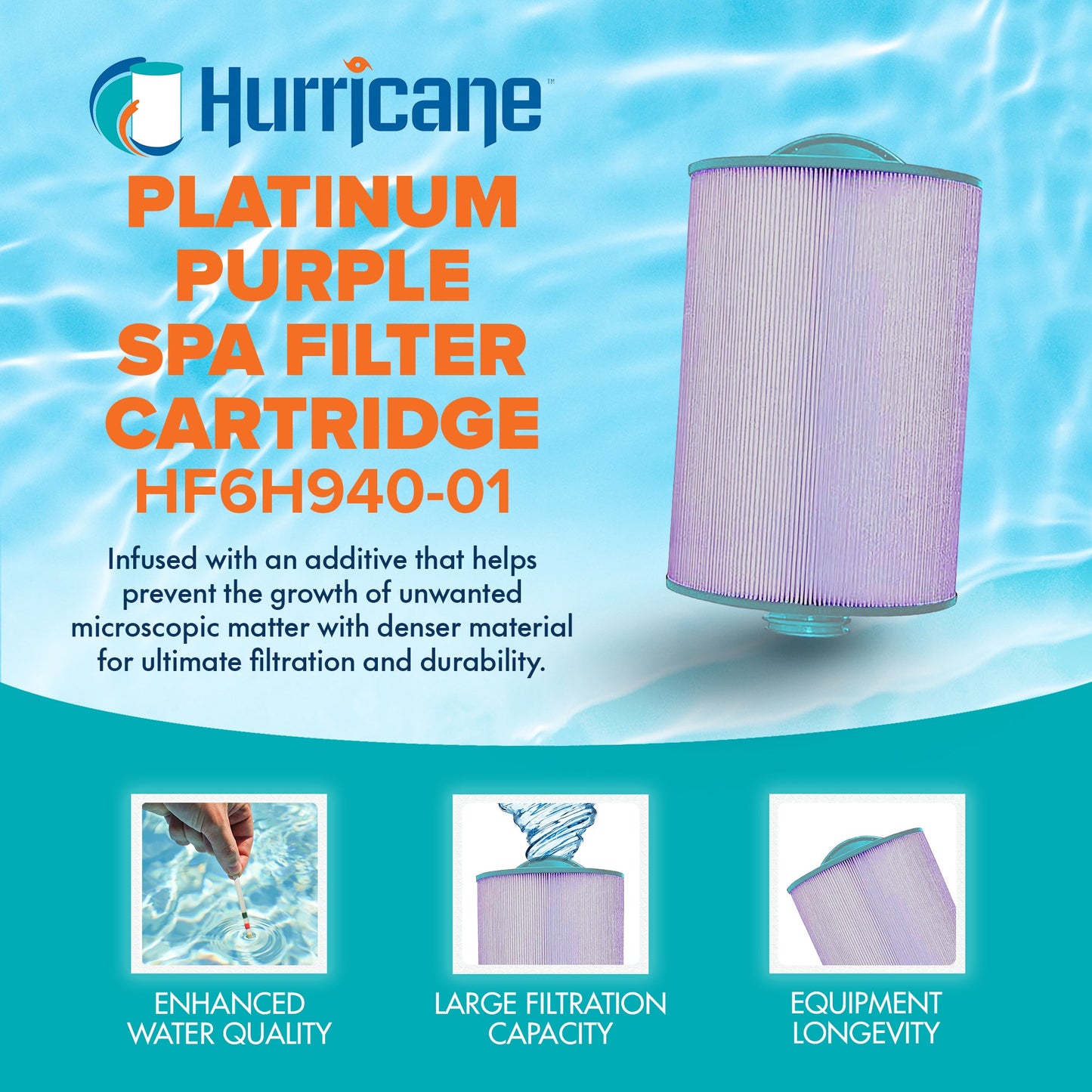 Hurricane HF6H940-01P Platinum Purple Pool and Spa Filter Cartridge Replacement