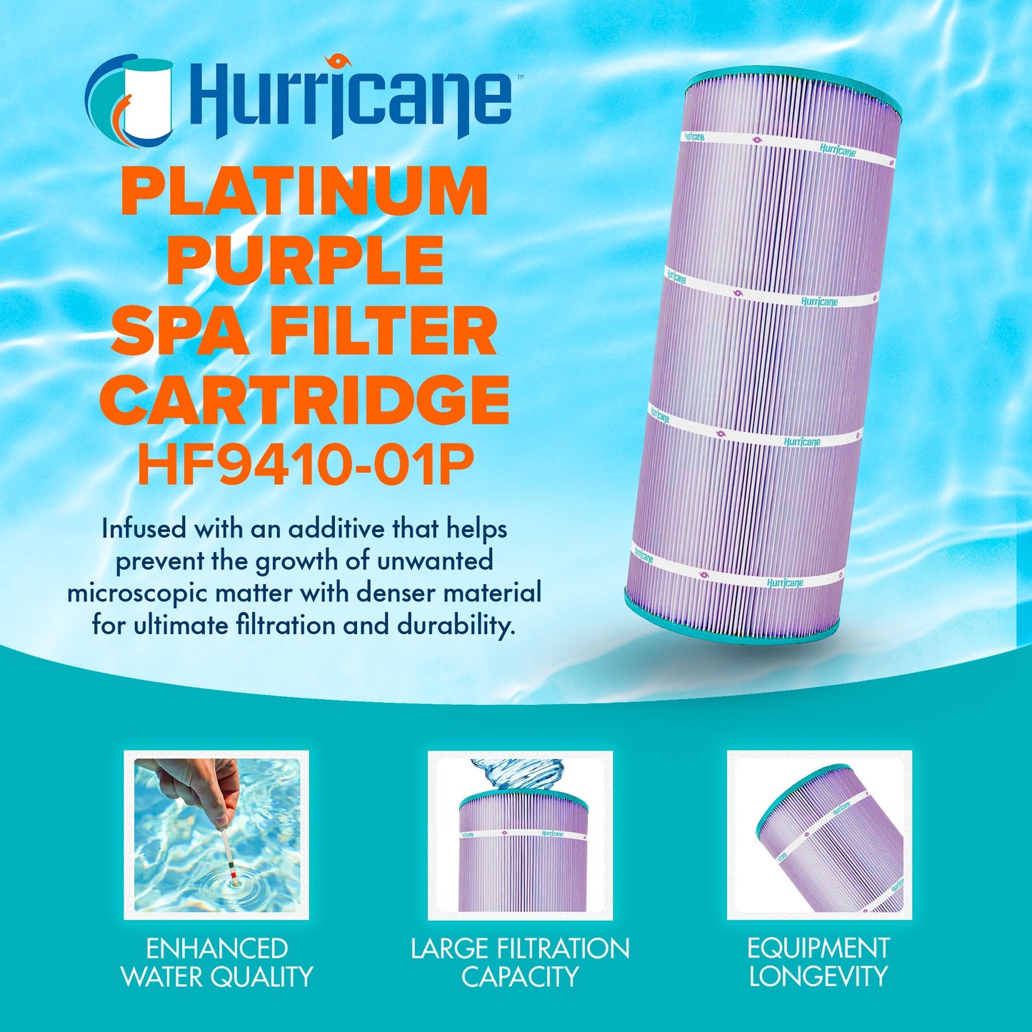 Hurricane HF9410-01P Platinum Purple Pool and Spa Filter Cartridge Replacement