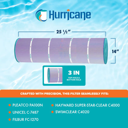 Hurricane 4 Pack HF7487-04P Platinum Purple Spa Filter Cartridge Replacement