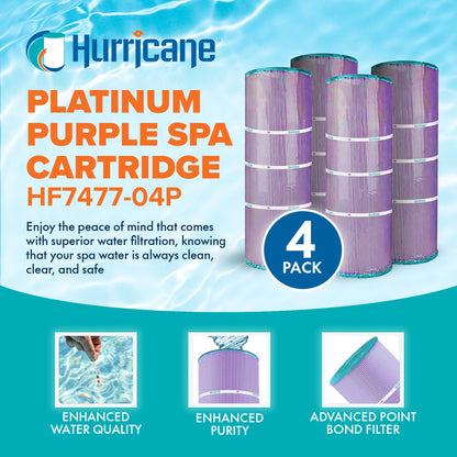 Hurricane 4 Pack HF7477-04P Platinum Purple Pool and Spa Cartridge Replacement