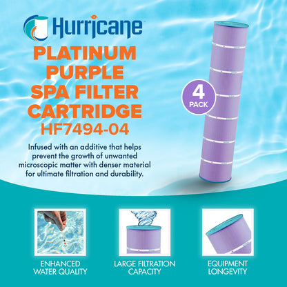Hurricane 4 Pack HF7494-04P Purple Platinum Pool Filter Cartridge Replacement
