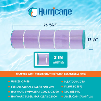 Hurricane 4 Pack HF7459-04P Platinum Purple Pool Filter Cartridge Replacement
