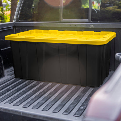 Sterilite 38 Gallon Industrial Stackable Storage Tote Lidded Containers, 8 Pack