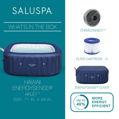Bestway SaluSpa Hawaii Smart AirJet Inflatable Hot Tub with EnergySense Cover