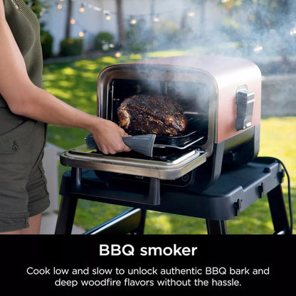 Ninja 8-in-1 Electric Programmable Metal Woodfire Pizza Oven w/ Timer, Navy (Certified Refurbished)