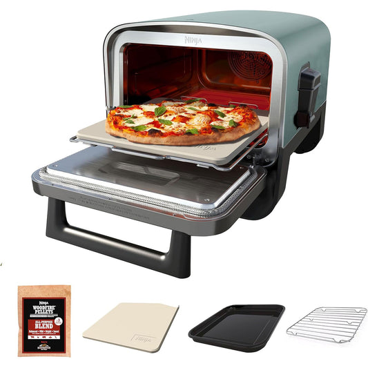 Ninja 8-in-1 Electric Programmable Metal Woodfire Pizza Oven w/ Timer, Pine (Certified Refurbished)