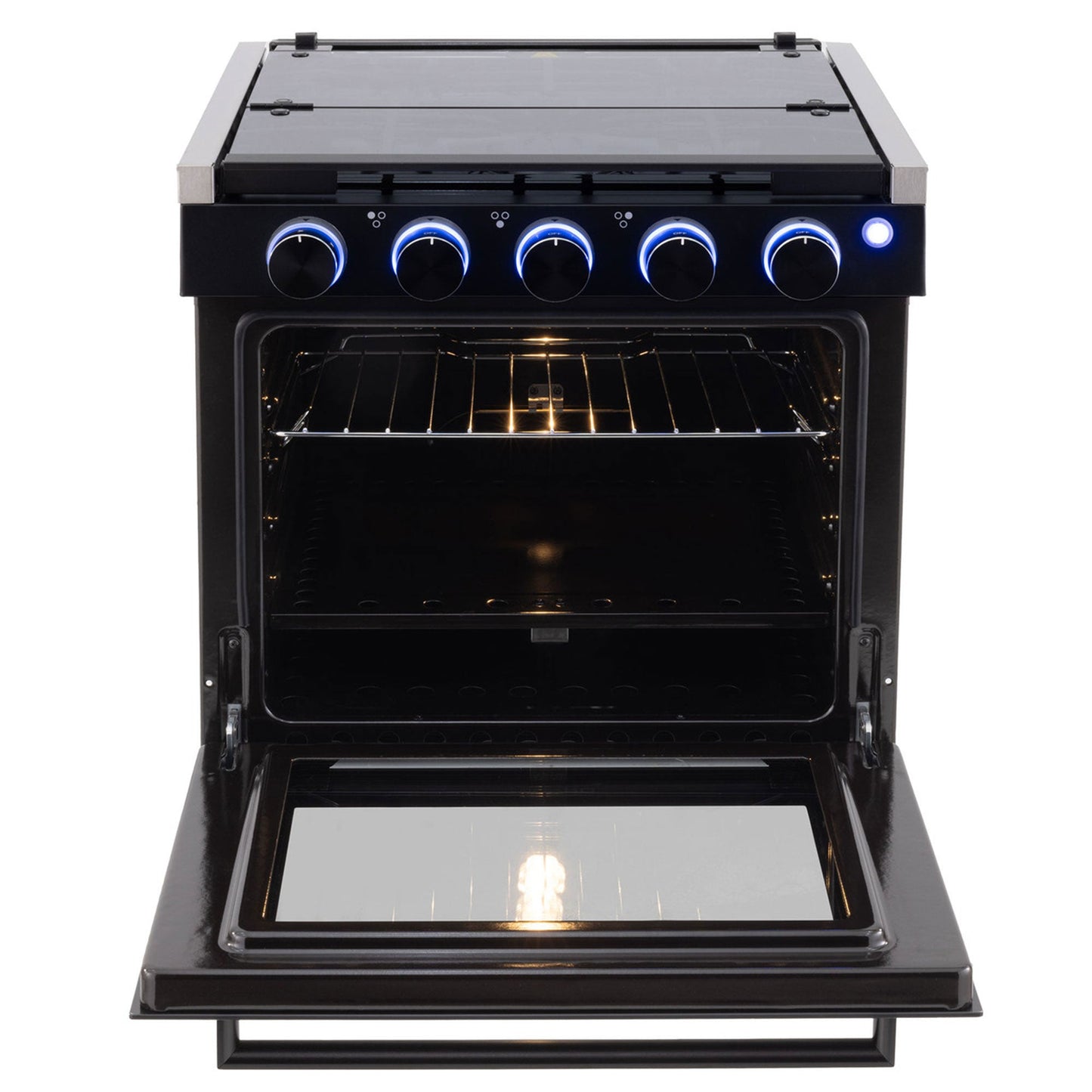 RecPro 17" Tall 3 Burner Propane RV Stove Gas Range without Range Hood, Black