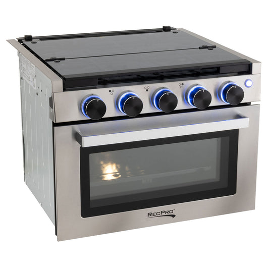 RecPro 21" Tall 3 Burner Propane RV Stove Gas Range without Range Hood, Silver