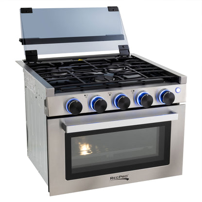 RecPro 21" Tall 3 Burner Propane RV Stove Gas Range without Range Hood, Silver