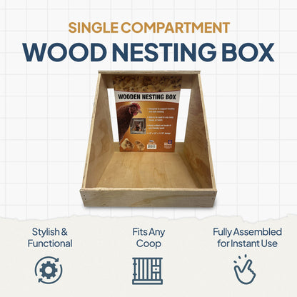 Farm Innovators Single Nesting Box for Chickens, Ducks and Birds, 3 Pack, Brown