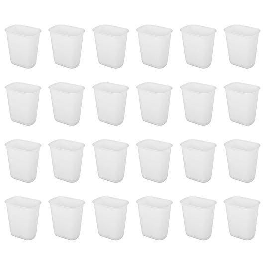 Sterilite 3 Gallon Rectangular Wastebasket Small Home Trash Bin, 24 Pack, White