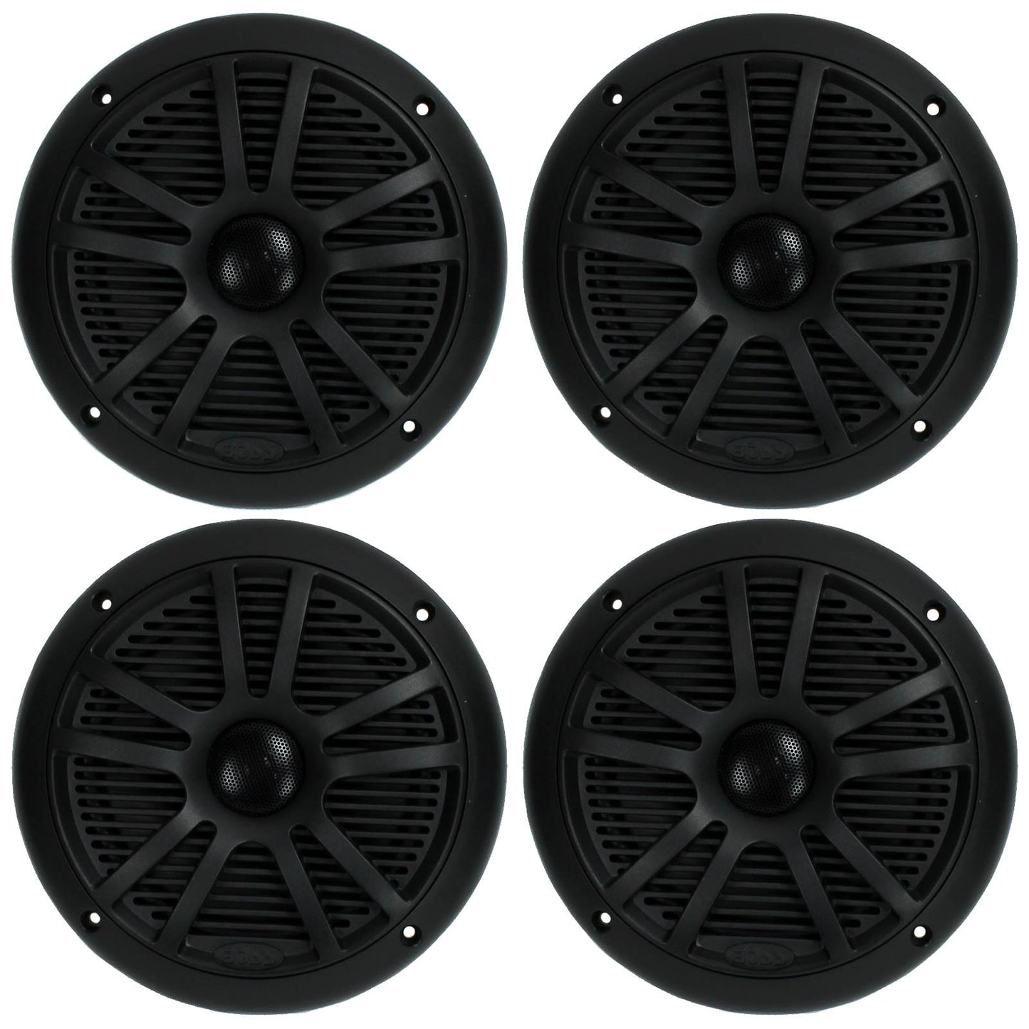 BOSS 6.5" 360W Dual Cone Black Marine Boat Outdoor Audio Speakers, 4pk | MR6B