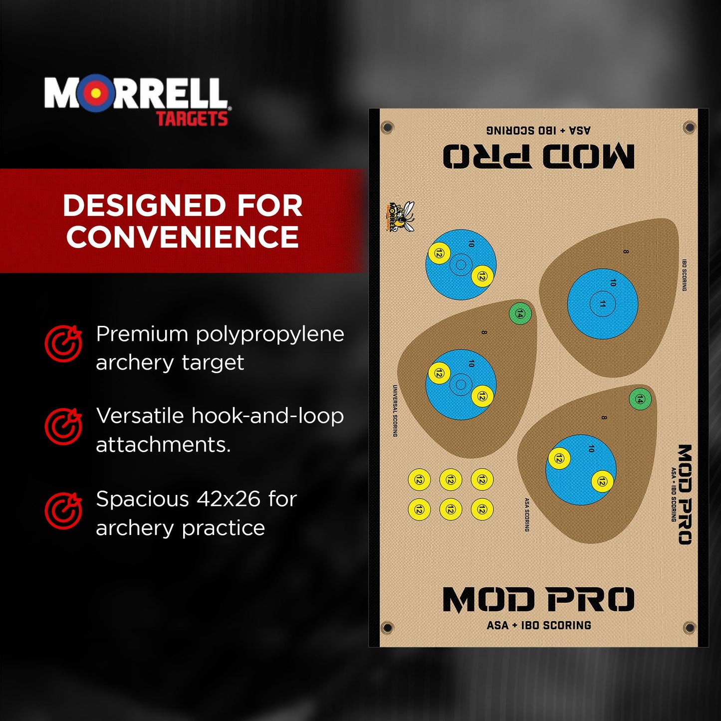 Morrell Yellow Jacket MOD Pro ASA & IBO Shooting Bullseyes with Scoring, 2 Pack