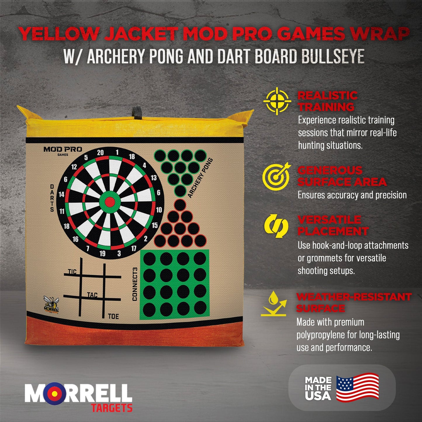 Morrell Yellow Jacket MOD Pro Games Wrap with Archery Pong Bullseye, 2 Pack, Tan