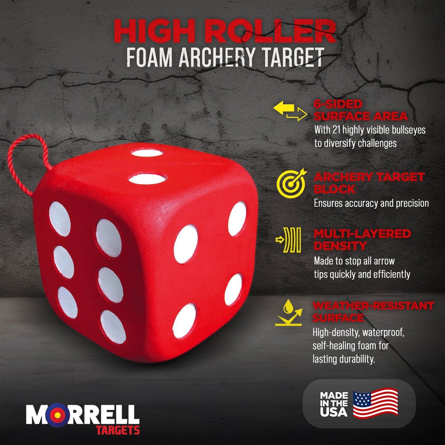 Morrell Targets High Roller Foam 6 Sided 21 Combo Archery Target, 2 Pack, Red