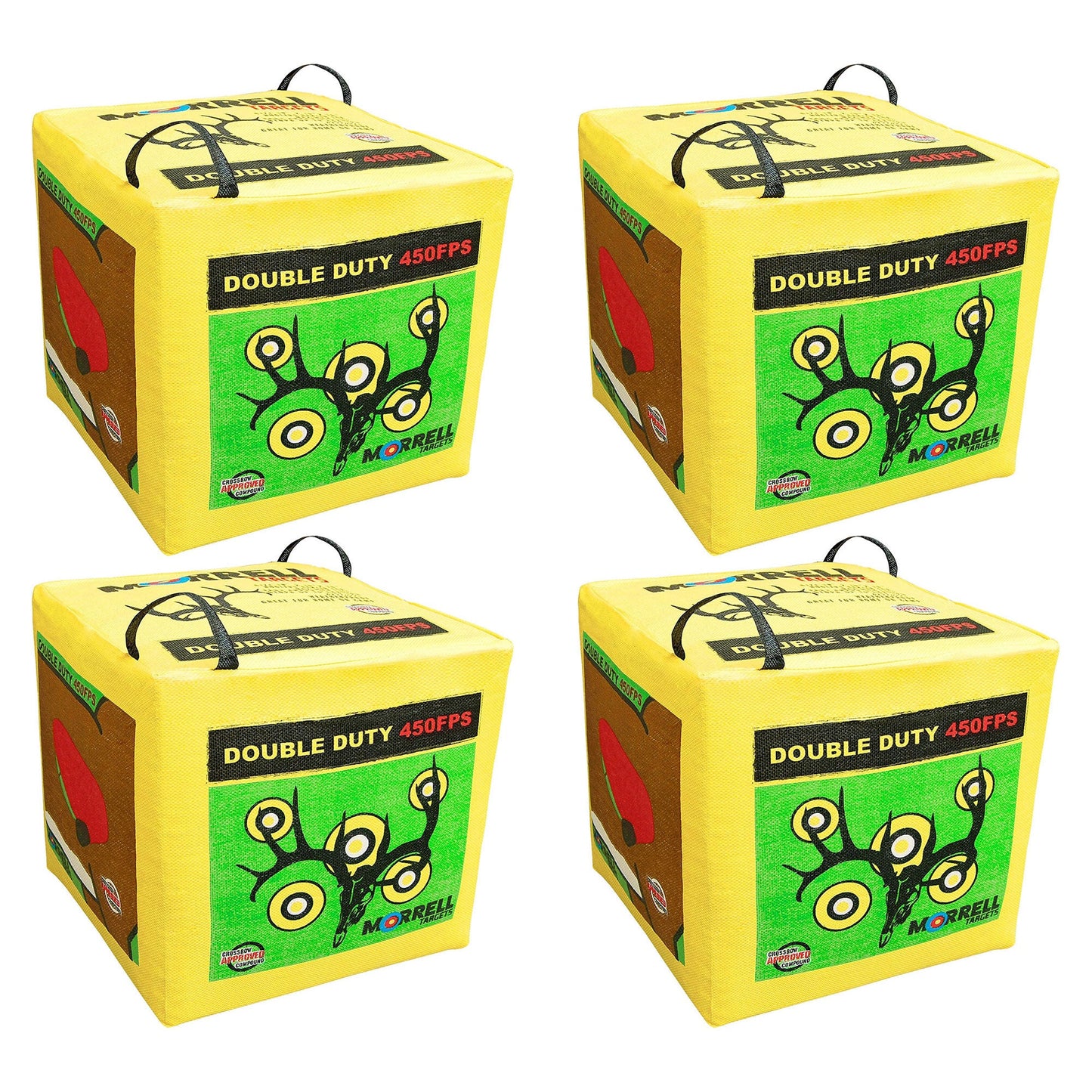 Morrell Double Duty 450 FPS 4 Sided Cube Field Point Archery Bag Target, 4 Pack