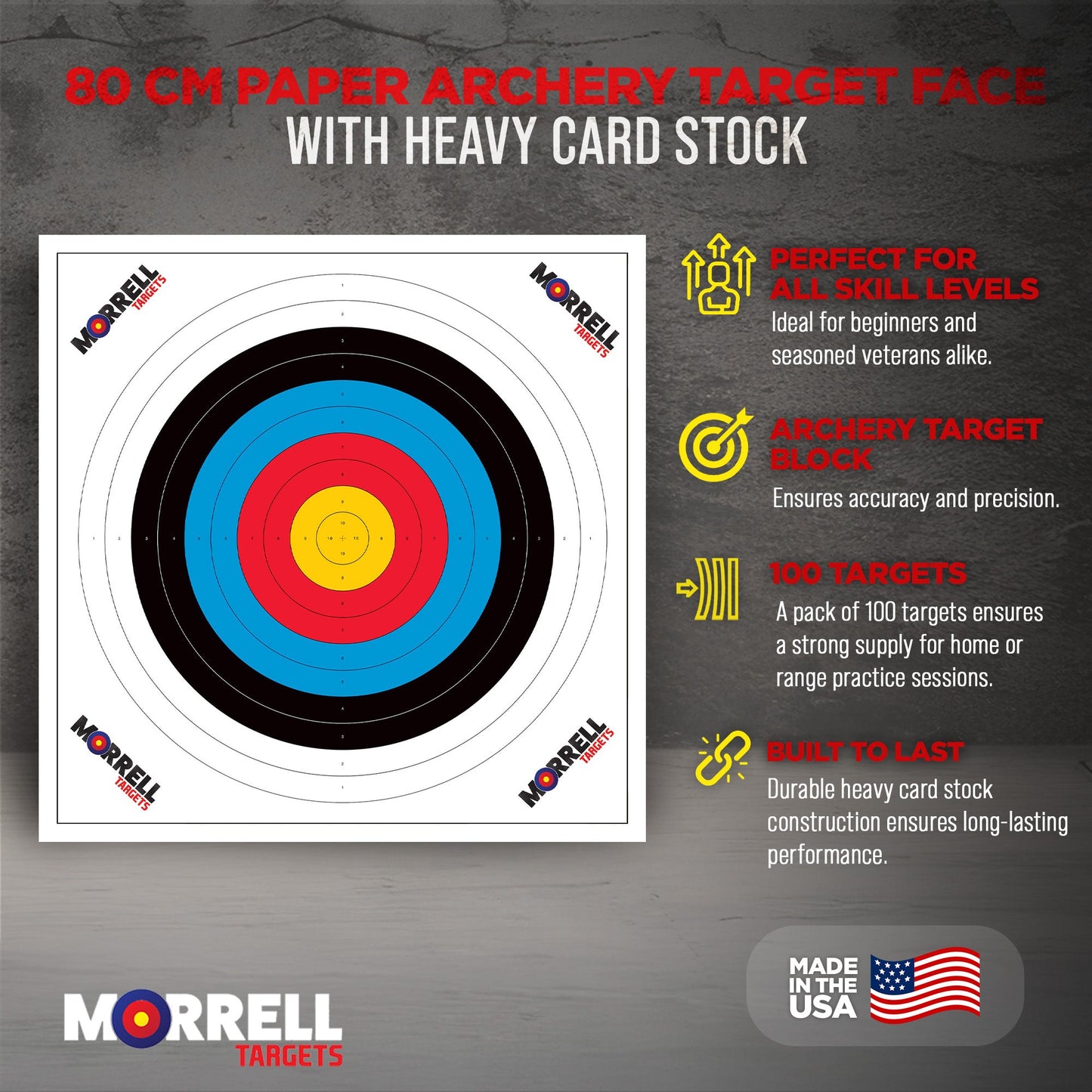 Morrell Targets 100 Pieces Thin Paper Archery Target with Card Stock, 2 Pack