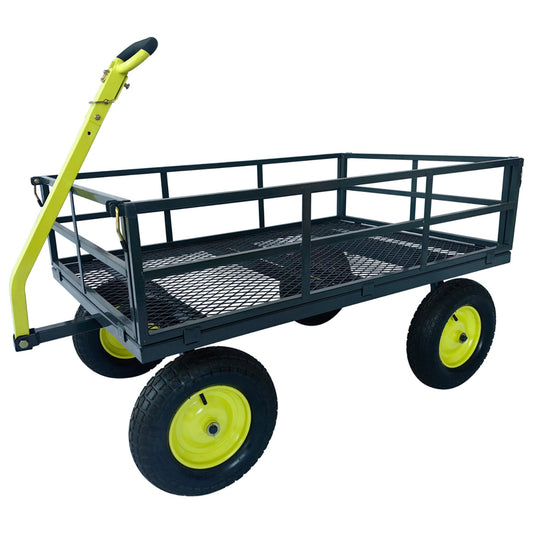Yard Tuff Jumbo Wagon Steel Mesh Deck Utility Outdoor Yard Cart, 34 x 52 Inch
