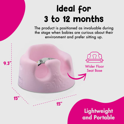 Bumbo Baby Soft Foam Wide Floor Seat w/3 Point Adjustable Harness, 3 Pack, Pink