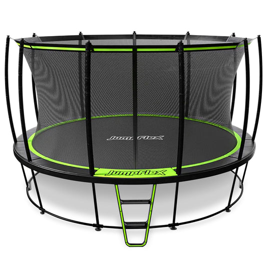 JumpFlex HERO 14' Trampoline for Kids Outdoor Play Equipment with Net & Ladder