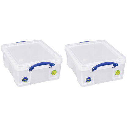 Really Useful Box 18L Storage Container w/Snap Lid & Clip Lock Handle, 4 Pack