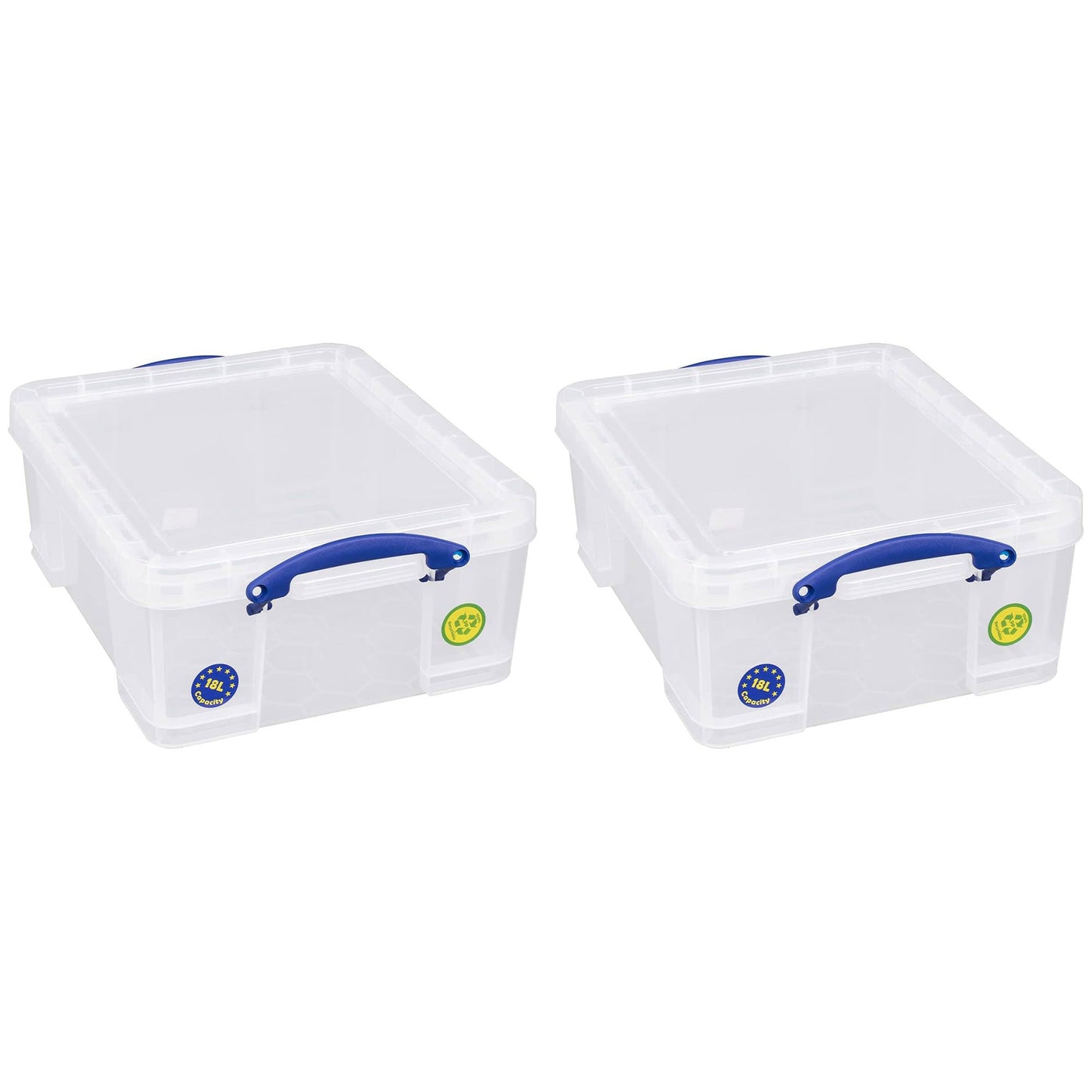 Really Useful Box 18L Storage Container w/Snap Lid & Clip Lock Handle, 8 Pack
