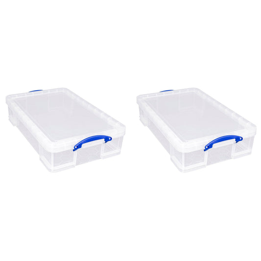 Really Useful Box 33L Storage Container w/Snap Lid & Clip Lock Handle, 2 Pack