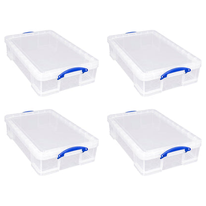 Really Useful Box 33L Storage Container w/Snap Lid & Clip Lock Handle, 4 Pack