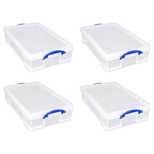 Really Useful Box 33L Storage Container w/Snap Lid & Clip Lock Handle, 4 Pack