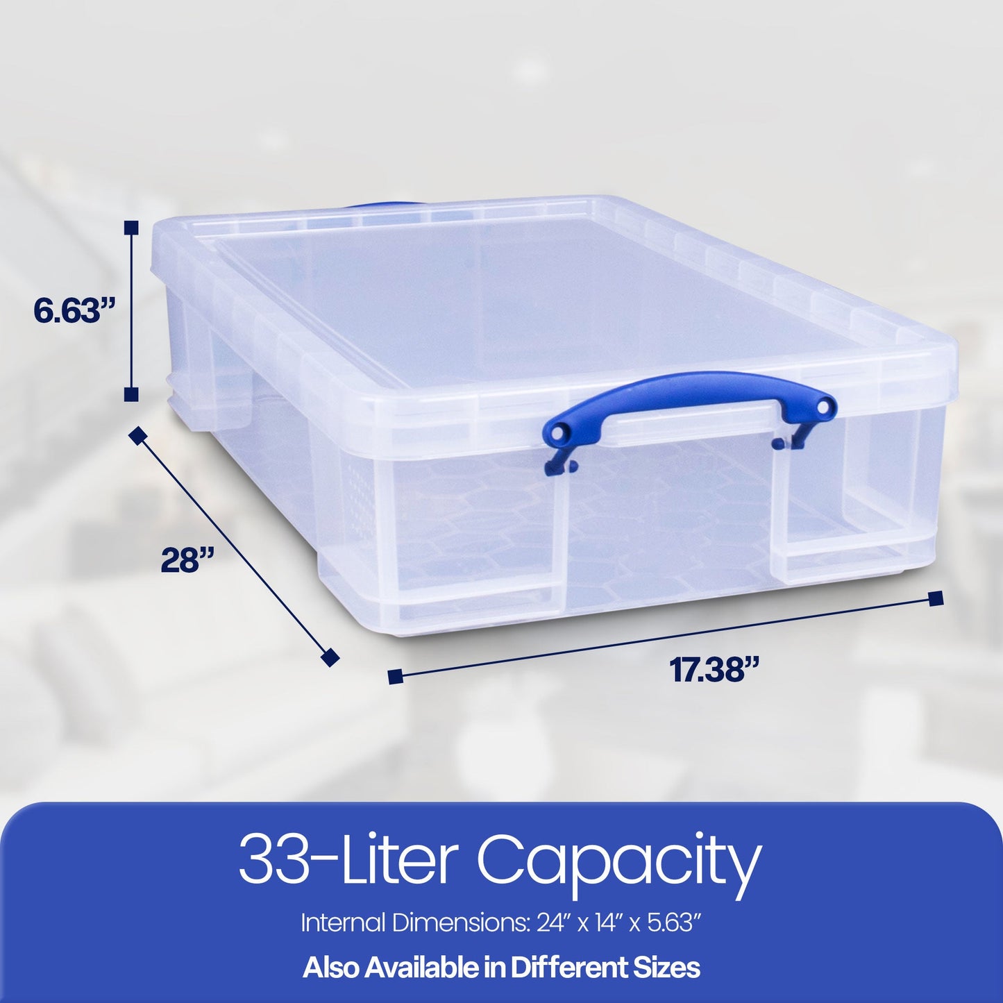 Really Useful Box 33L Storage Container w/Snap Lid & Clip Lock Handle, 4 Pack