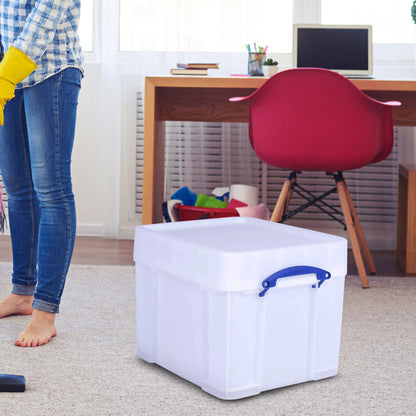 Really Useful Box 35 Liter Extra Strong Plastic Storage Box with XL Lid, 4 Pack