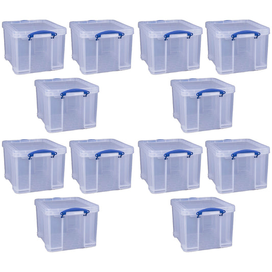 Really Useful Box 32 Liter Storage Container w/Snap Lock Handles, 12 Pack, Clear