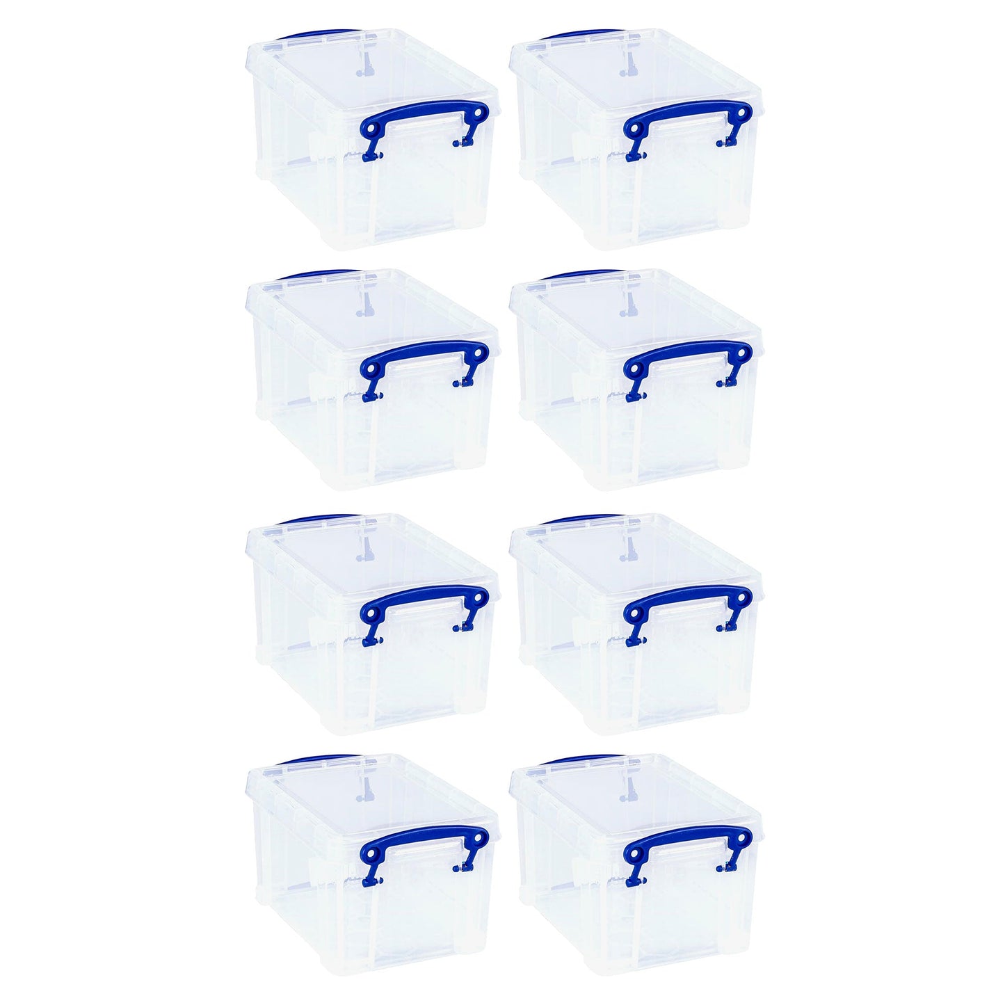 Really Useful Box 1.6L Storage Container w/Snap Lid & Clip Lock Handle, 8 Pack