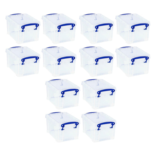 Really Useful Box 1.6L Storage Container w/Snap Lid & Clip Lock Handle, 12 Pack