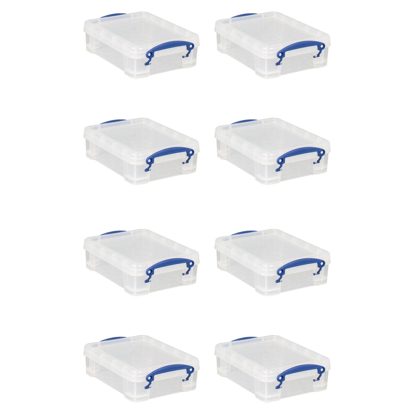 Really Useful Box 1.75L Storage Bin w/Snap Lid & Clip Lock Handle, 8 Pack, Clear