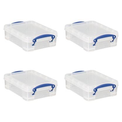 Really Useful Box 1.75L Storage Bin w/Snap Lid & Clip Lock Handle, 8 Pack, Clear