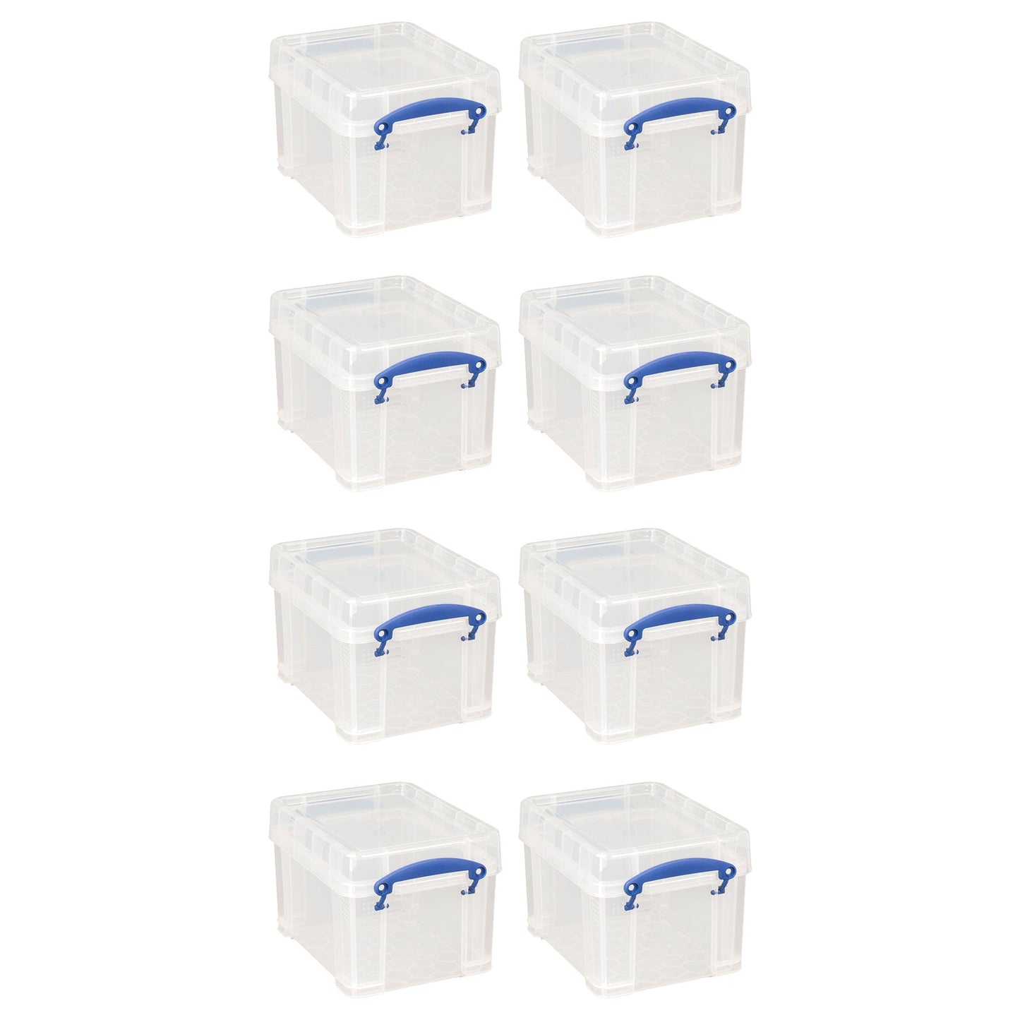 Really Useful Box 3 Liter Snap Lid Storage Bin for Music Storage, 8 Pack, Clear