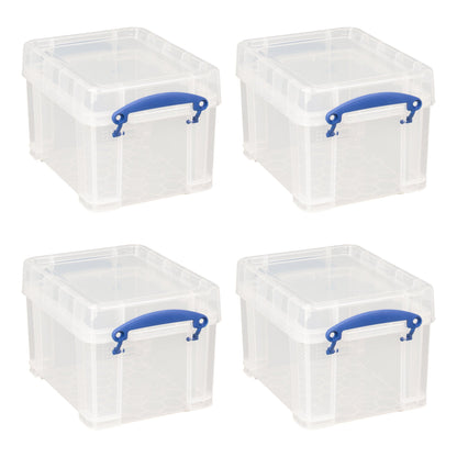 Really Useful Box 3 Liter Snap Lid Storage Bin for Music Storage, 8 Pack, Clear