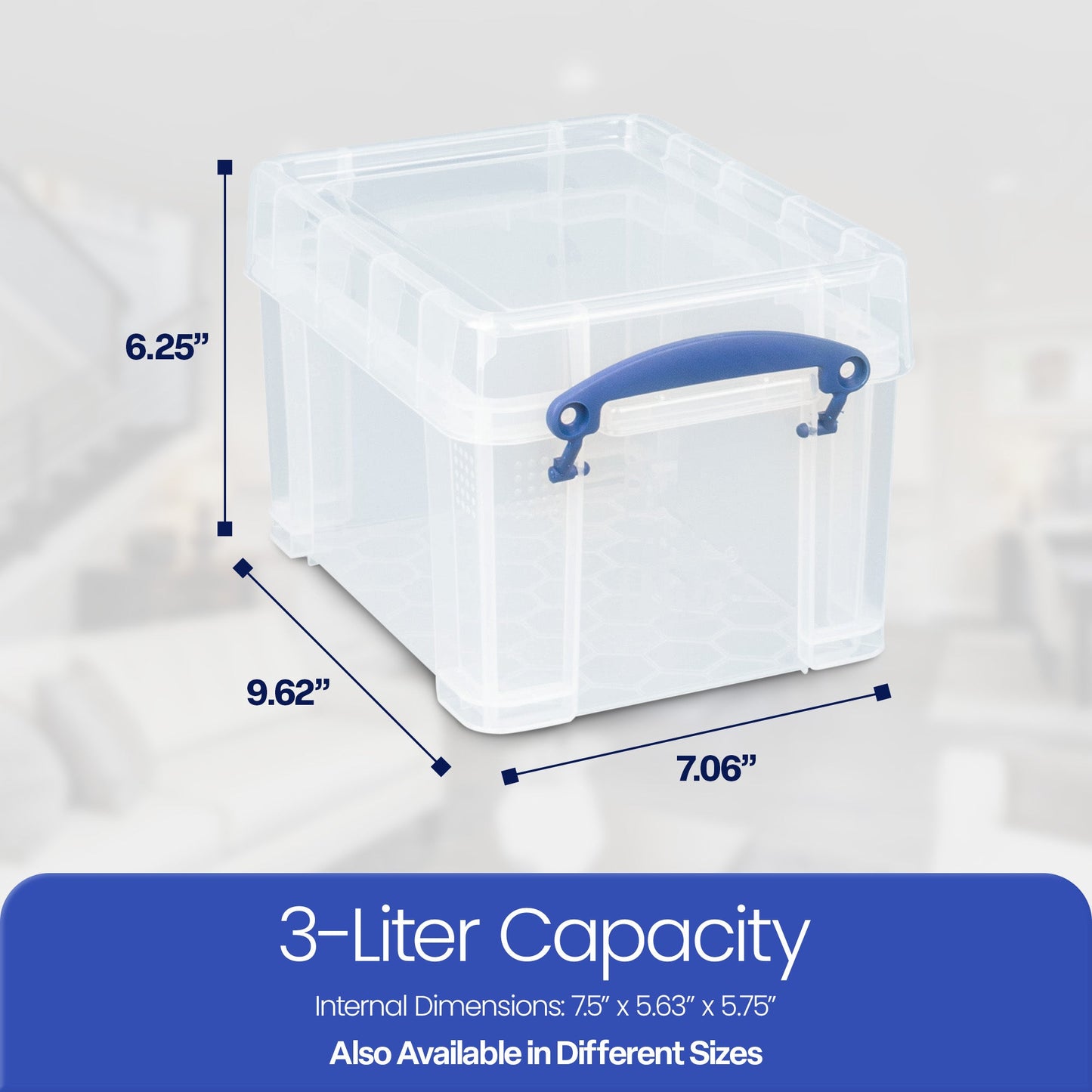 Really Useful Box 3 Liter Snap Lid Storage Bin for Music Storage, 12 Pack, Clear