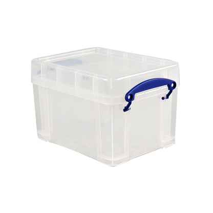 Really Useful Box 3 Liter Snap Lid Storage Bin for Music Storage, 12 Pack, Clear