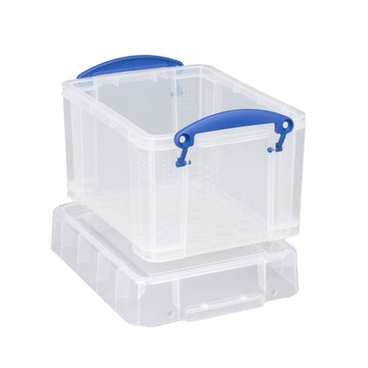 Really Useful Box 3 Liter Snap Lid Storage Bin for Music Storage, 12 Pack, Clear