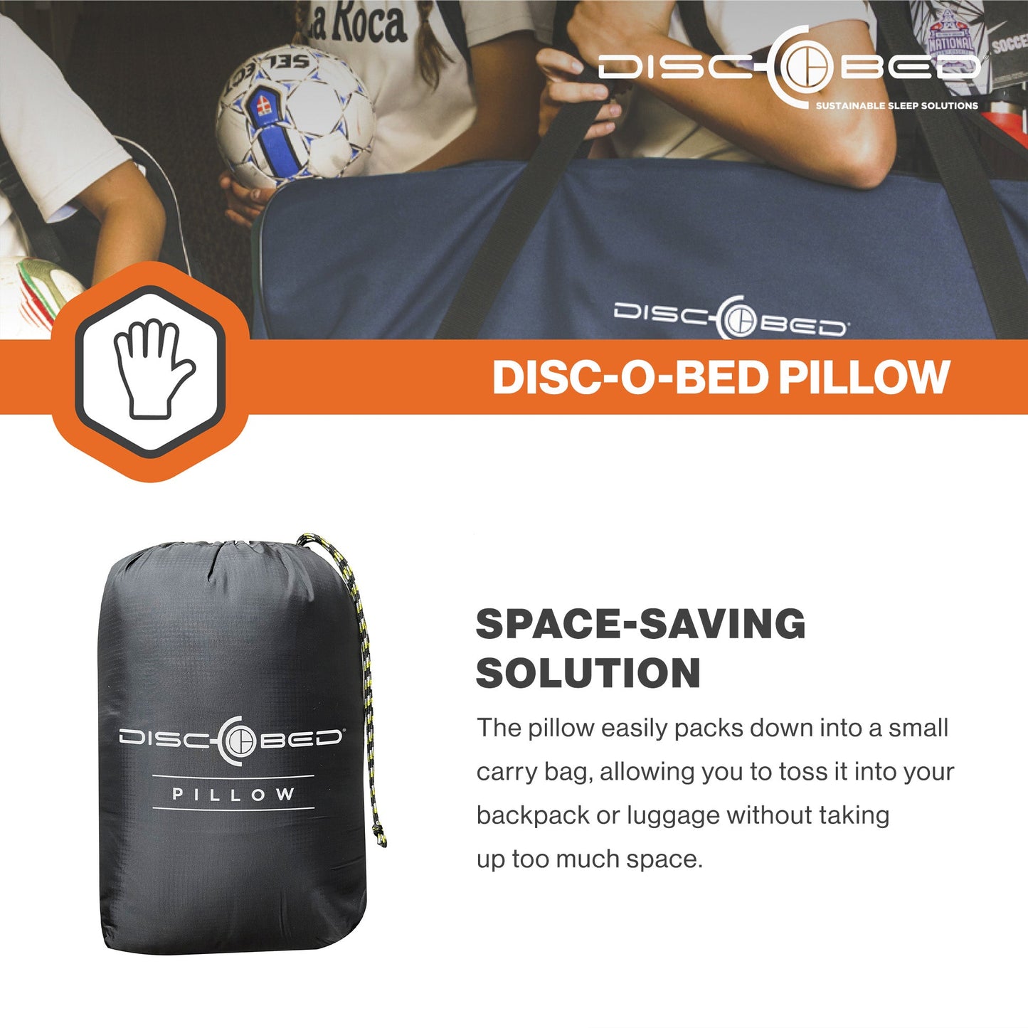 Disc-O-Bed Lightweight Travel Pillow, Packable with Washable Cover, Cappuccino