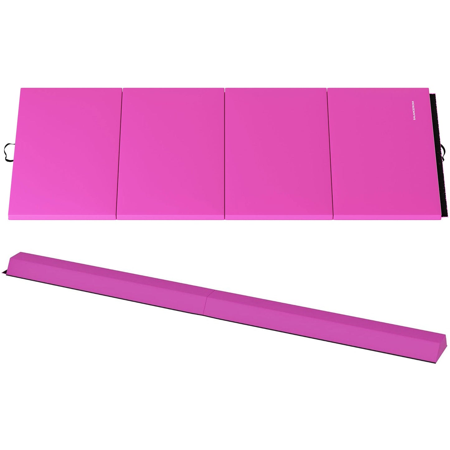 BalanceFrom Fitness All Purpose Mat with 8 Ft Balance Beam Gymnastic Set, Pink