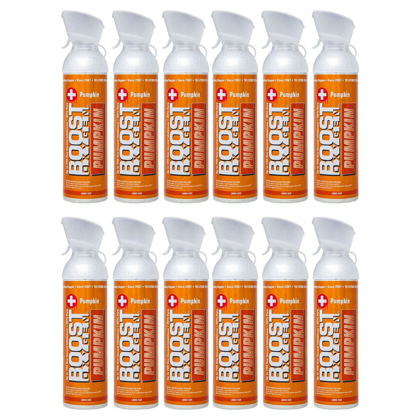 Boost Oxygen Large Pumpkin Spice Aroma 10L Canister Respiratory Support, 12 Pack
