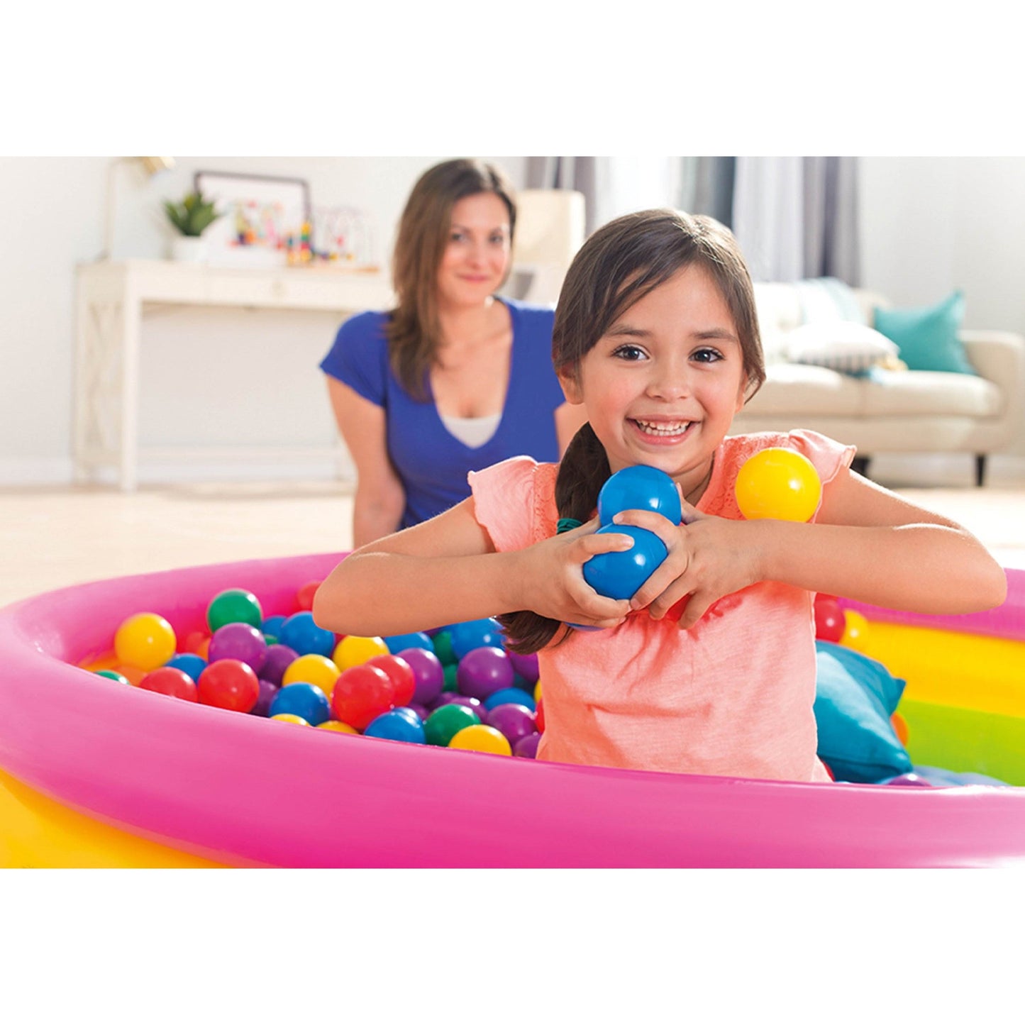 Intex Rainbow Ombre Inflatable Swimming Pool w/Multi-Colored Fun Ballz, 100 Pack