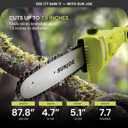 Sun Joe 24V Cordless Pole Chainsaw Electric Telescope Tree Trimmer, 24V-PS8-LTE