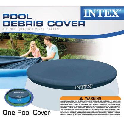 Intex 10 Foot Easy Set Round Above Ground Swimming Pool Debris Vinyl Cover, Blue