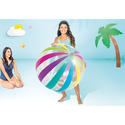 Intex Jumbo Inflatable Colorful Transparent PVC Giant Beach Ball, Color Varies